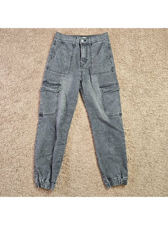 SO Pants - SO Jeans Cargo Pants Womens XS 27x25 Gray High Rise Joggers Denim Stretch Pocket